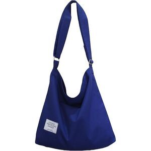 Women's Blue Imported Canvas Retro Large Size Shoulder Crossbody Tote Bag